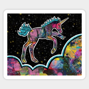 Galaxy Dancing Unicorn - Pink and Blue Sticker